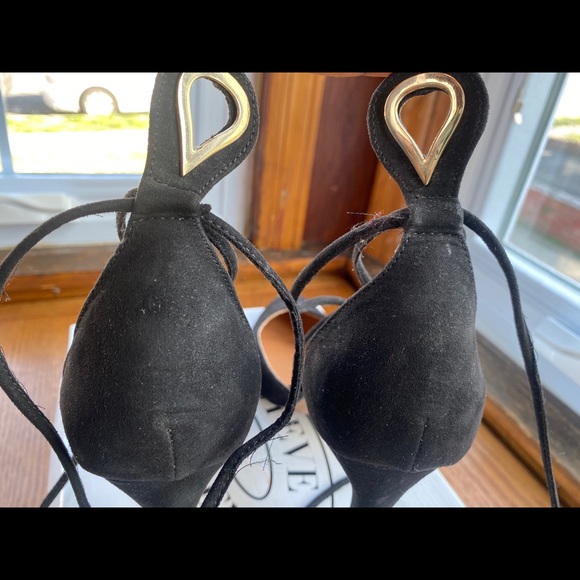 Black Suede Lace up Heels - Picture 6 of 7